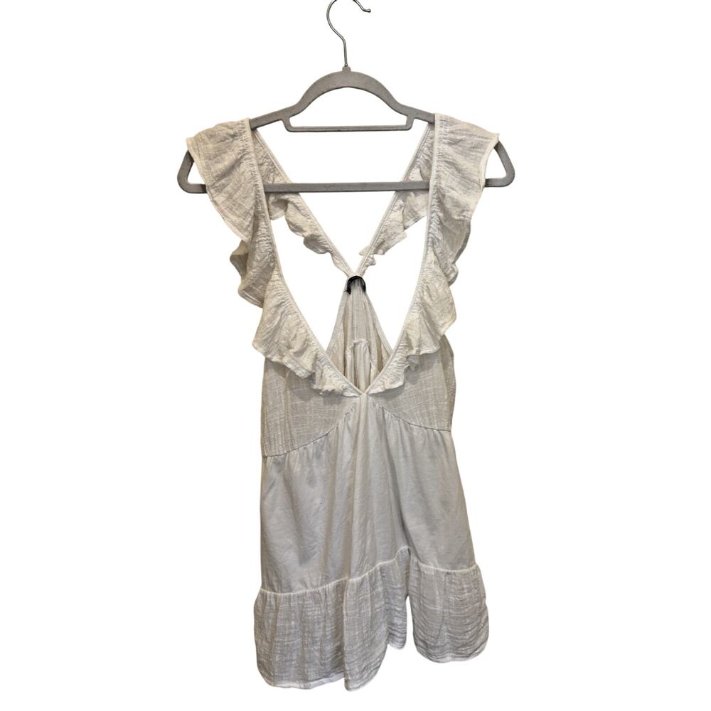 Zara Ruffle Top Women’s XL White Sleeveless V-Neck Racerback